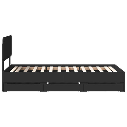 vidaXL Bed Frame with Drawer Black 90 x 200 cm Engineered Wood