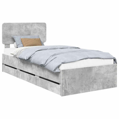 vidaXL Bed Frame with Drawer Concrete Grey 90 x 200 cm Engineered Wood