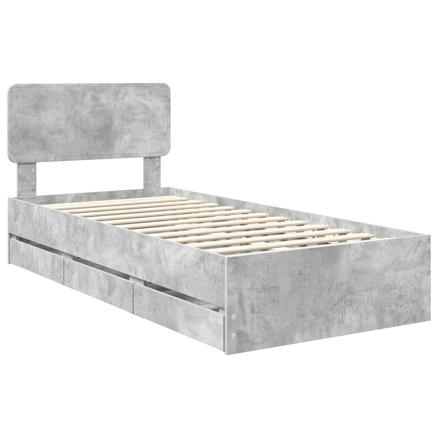 vidaXL Bed Frame with Drawer Concrete Grey 90 x 200 cm Engineered Wood