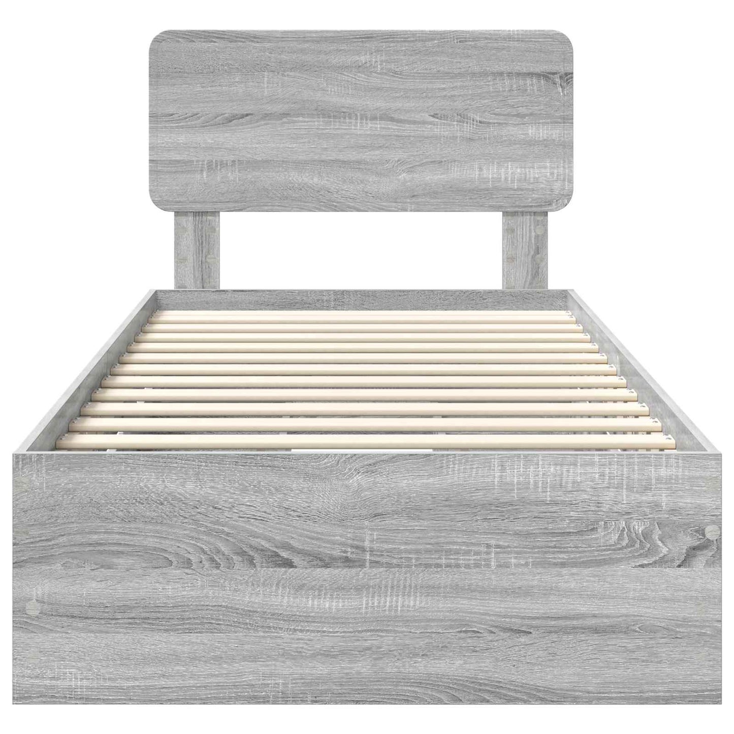 vidaXL Bed Frame with Drawer Grey Sonoma 90 x 200 cm Engineered Wood