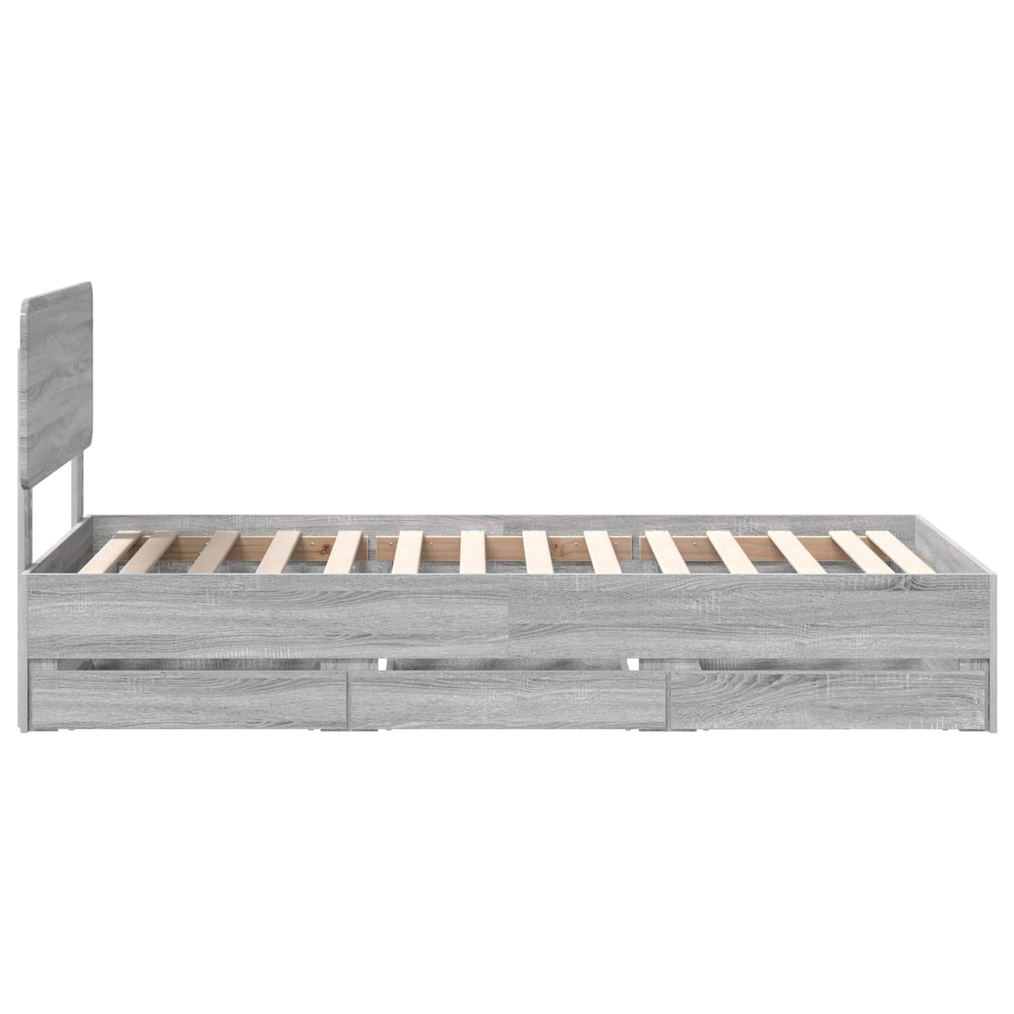 vidaXL Bed Frame with Drawer Grey Sonoma 90 x 200 cm Engineered Wood