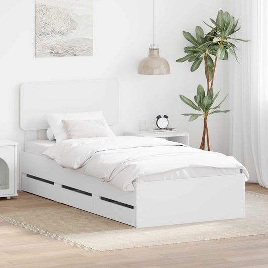 vidaXL Bed Frame with Drawer White 90 x 190 cm Engineered Wood