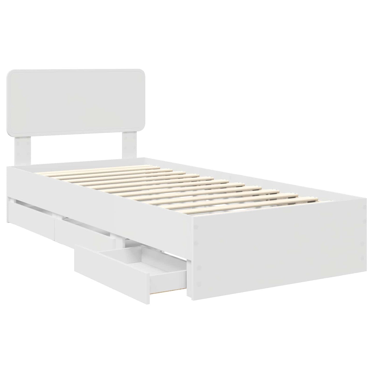 vidaXL Bed Frame with Drawer White 90 x 190 cm Engineered Wood