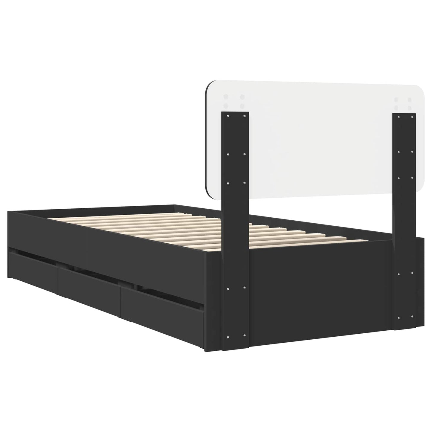 vidaXL Bed Frame with Drawer Black 90 x 190 cm Engineered Wood