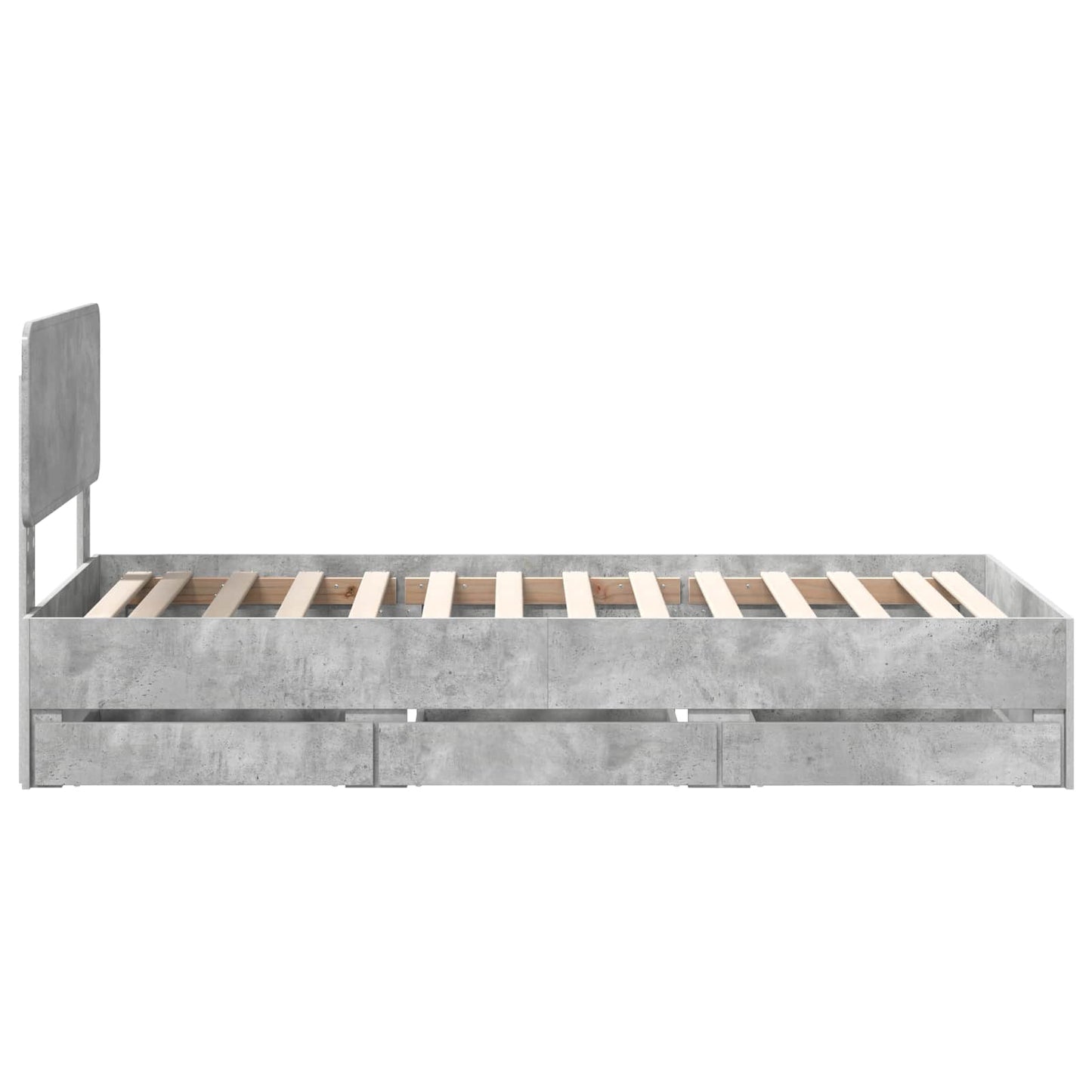 vidaXL Bed Frame with Drawer Concrete Grey 90 x 190 cm Engineered Wood