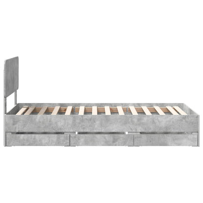 vidaXL Bed Frame with Drawer Concrete Grey 90 x 190 cm Engineered Wood