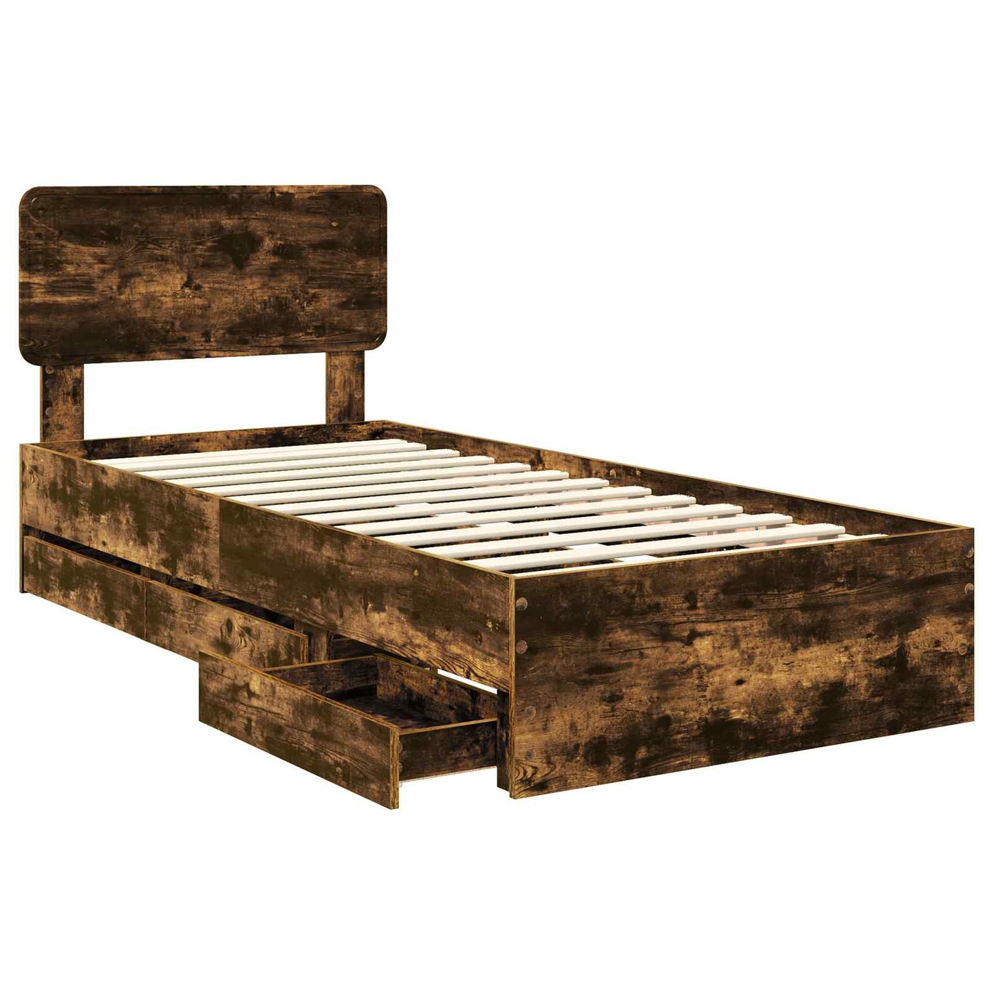 vidaXL Bed Frame with Drawer Smoked Oak 90 x 190 cm Engineered Wood