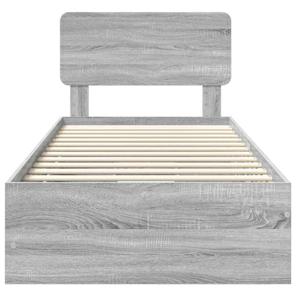 vidaXL Bed Frame with Drawer Grey Sonoma 90 x 190 cm Engineered Wood