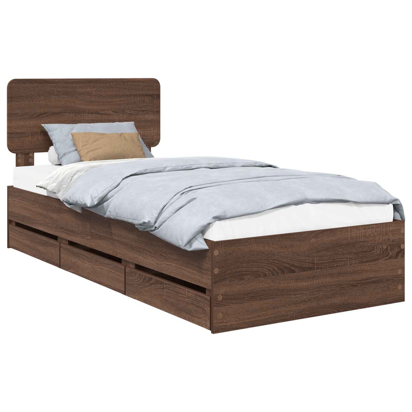 vidaXL Bed Frame with Drawer Brown Oak 90 x 190 cm Engineered Wood