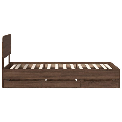 vidaXL Bed Frame with Drawer Brown Oak 90 x 190 cm Engineered Wood