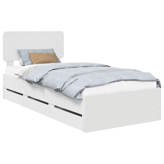 vidaXL Bed Frame with Drawer White 75 x 190 cm Engineered Wood