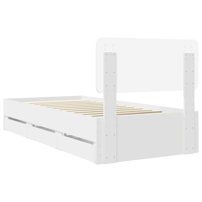 vidaXL Bed Frame with Drawer White 75 x 190 cm Engineered Wood