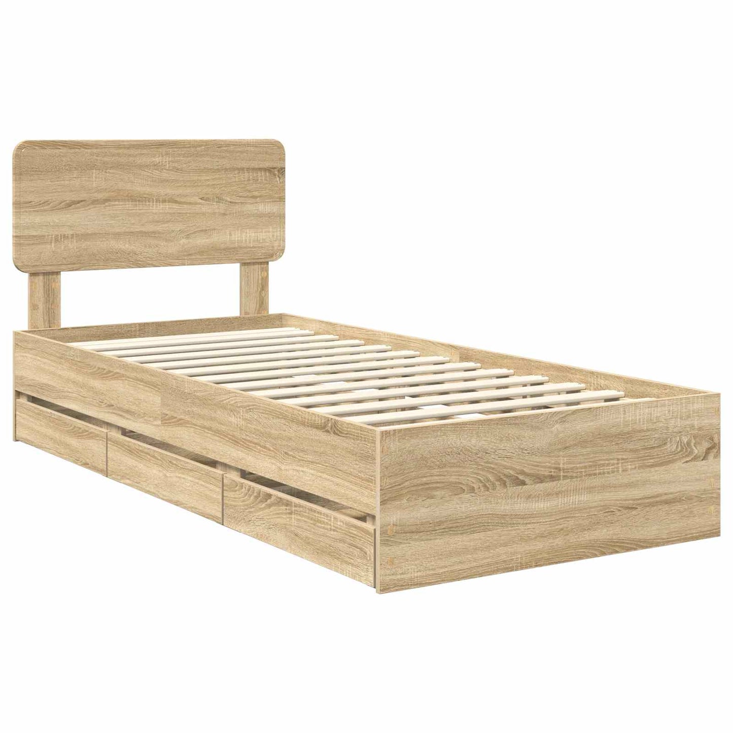 vidaXL Bed Frame with Drawer Sonoma Oak 75 x 190 cm Engineered Wood