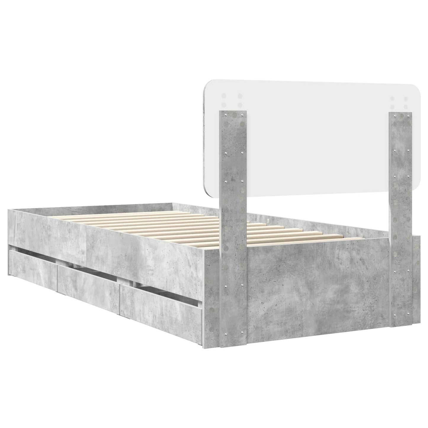 vidaXL Bed Frame with Drawer Concrete Grey 75 x 190 cm Engineered Wood