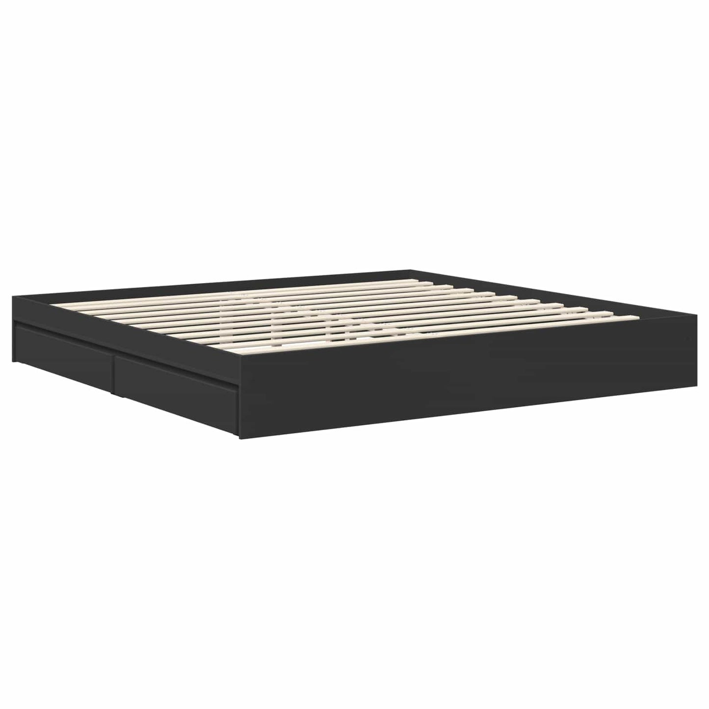 vidaXL Storage Bed with Headboard Black 200 x 200 cm Engineered Wood