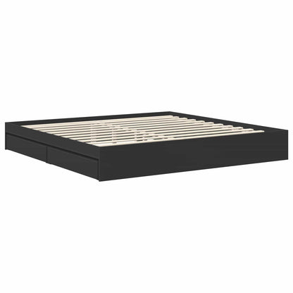 vidaXL Storage Bed with Headboard Black 200 x 200 cm Engineered Wood