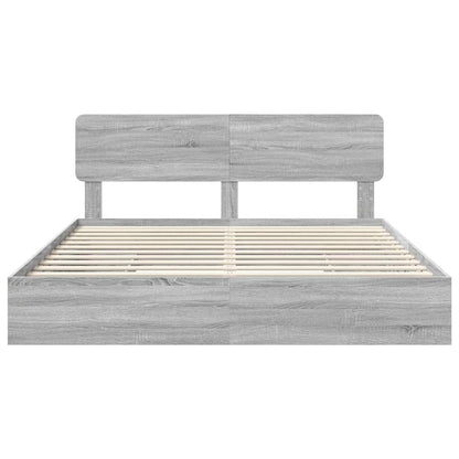 vidaXL Storage Bed Grey Sonoma 180 x 200 cm Engineered Wood