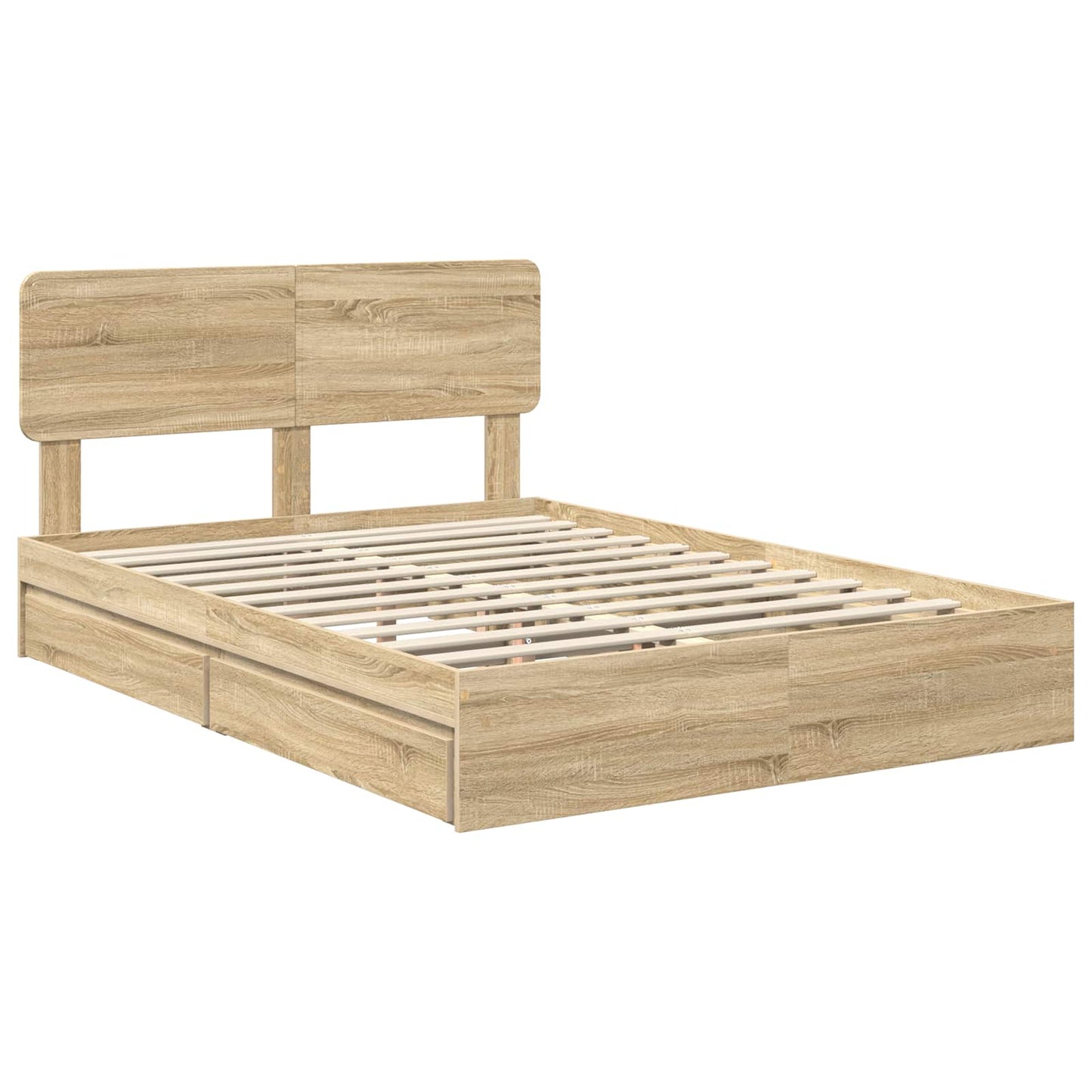 vidaXL Storage Bed with Drawer Sonoma Oak 160 x 200 cm Engineered Wood