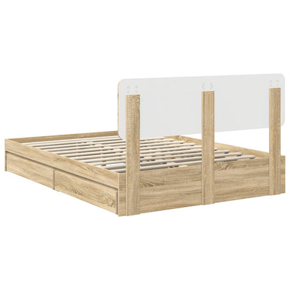 vidaXL Storage Bed with Drawer Sonoma Oak 160 x 200 cm Engineered Wood