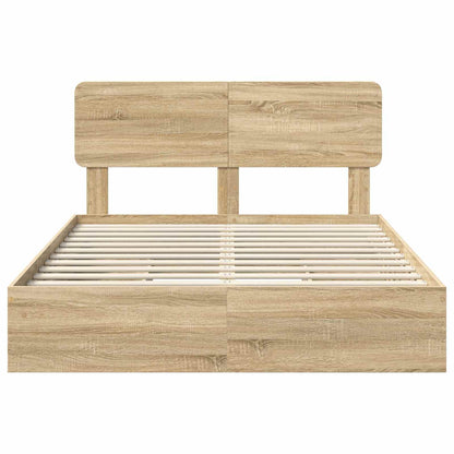 vidaXL Storage Bed with Drawer Sonoma Oak 160 x 200 cm Engineered Wood