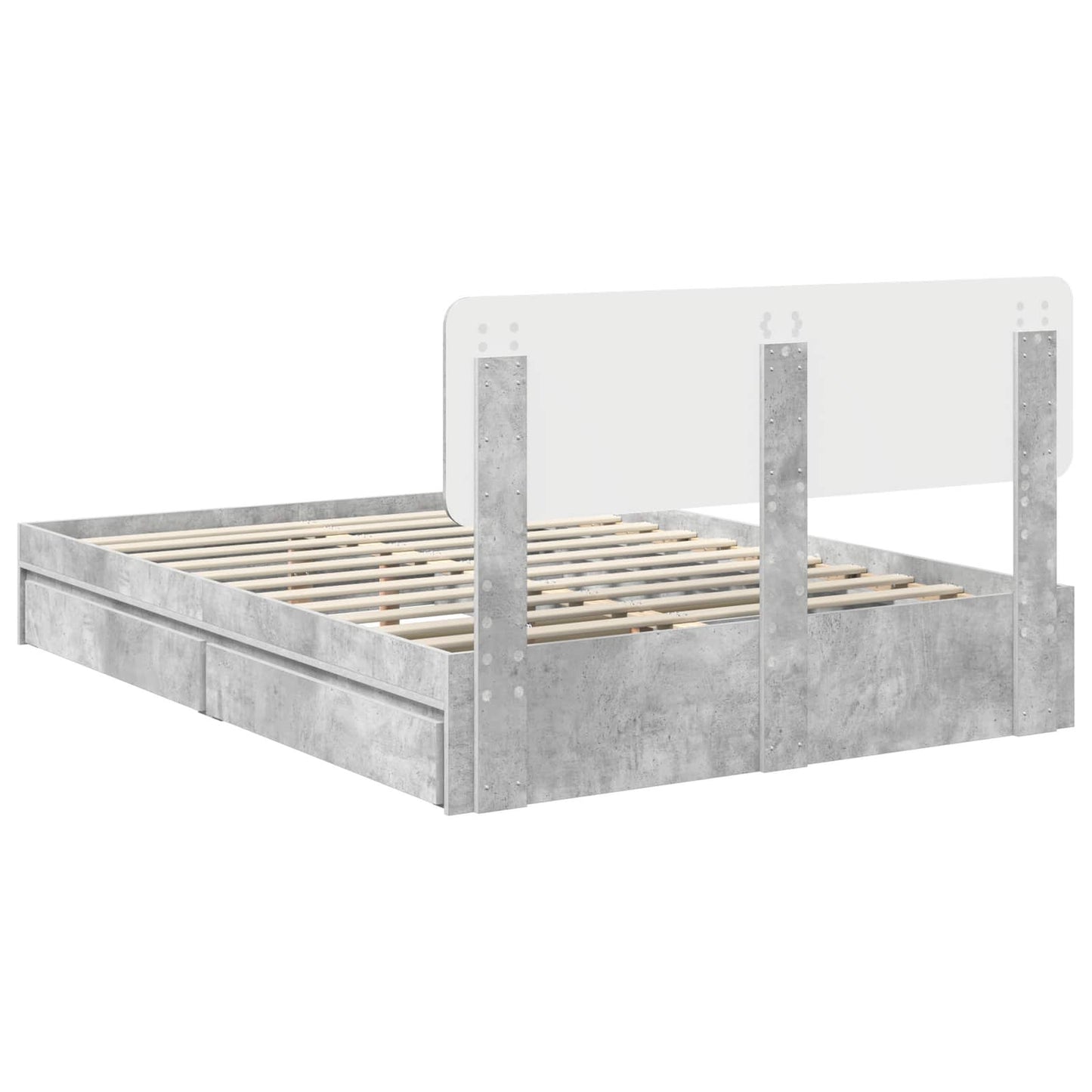 vidaXL Storage Bed Concrete Grey 150 x 200 cm Engineered Wood