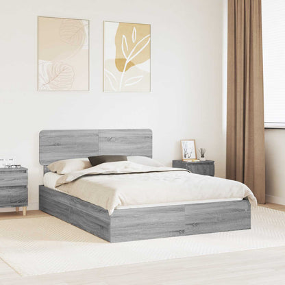 vidaXL Storage Bed Grey Sonoma 150 x 200 cm Engineered Wood