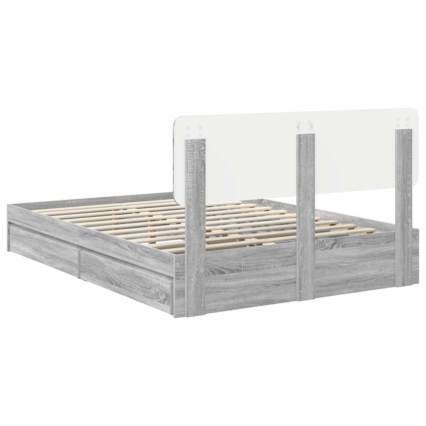 vidaXL Storage Bed Grey Sonoma 150 x 200 cm Engineered Wood