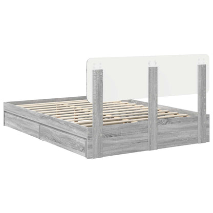 vidaXL Storage Bed Grey Sonoma 150 x 200 cm Engineered Wood