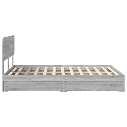 vidaXL Storage Bed Grey Sonoma 150 x 200 cm Engineered Wood