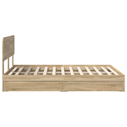 vidaXL Storage Bed with Drawer Sonoma Oak 140 x 200 cm Engineered Wood