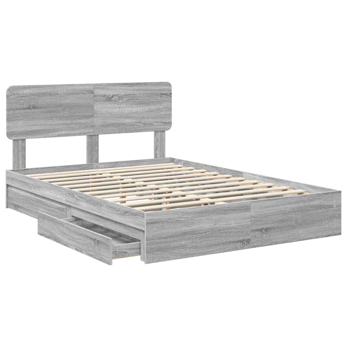 vidaXL Storage Bed Grey Sonoma 140 x 200 cm Engineered Wood