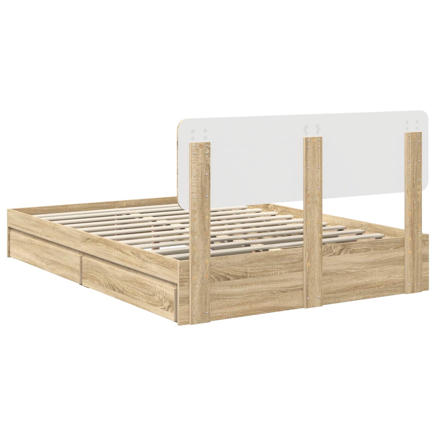 vidaXL Storage Bed with Drawer Sonoma Oak 140 x 190 cm Engineered Wood