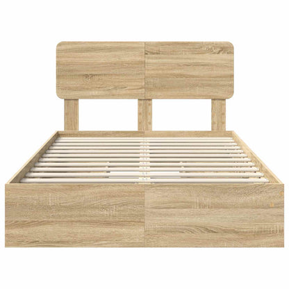 vidaXL Storage Bed with Drawer Sonoma Oak 135 x 190 cm Engineered Wood