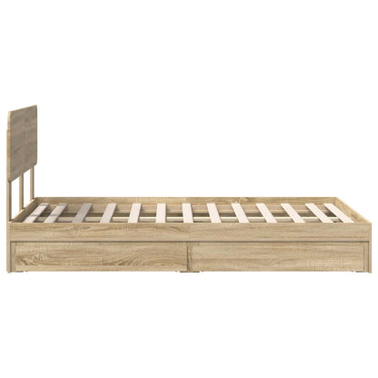 vidaXL Storage Bed with Drawer Sonoma Oak 135 x 190 cm Engineered Wood