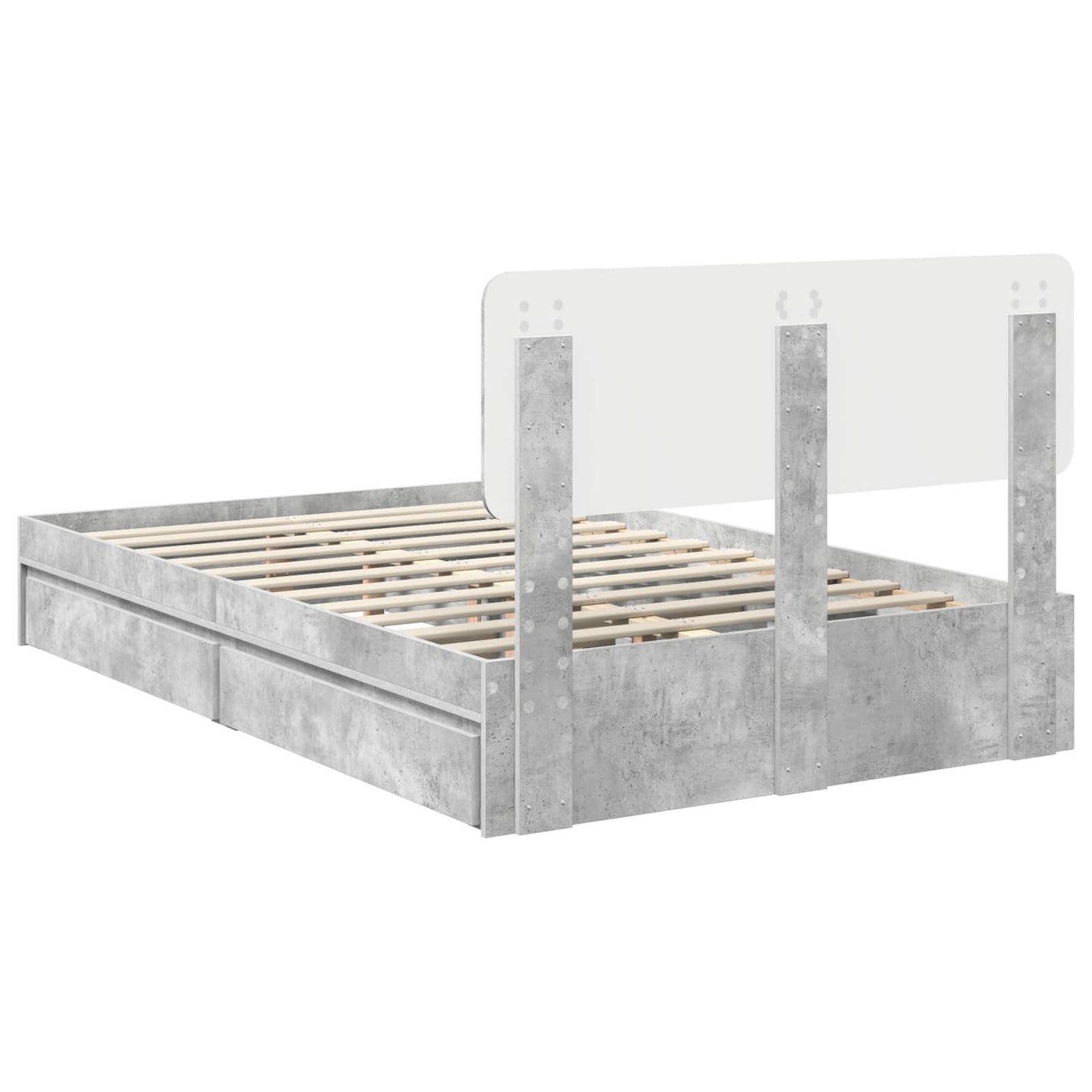 vidaXL Storage Bed Concrete Grey 135 x 190 cm Engineered Wood