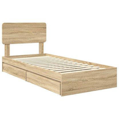 vidaXL Storage Bed with Drawer Sonoma Oak 100 x 200 cm Engineered Wood