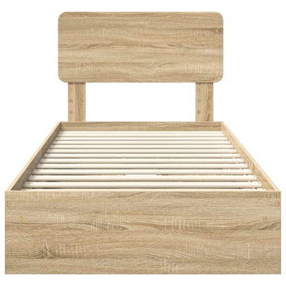 vidaXL Storage Bed with Drawer Sonoma Oak 100 x 200 cm Engineered Wood