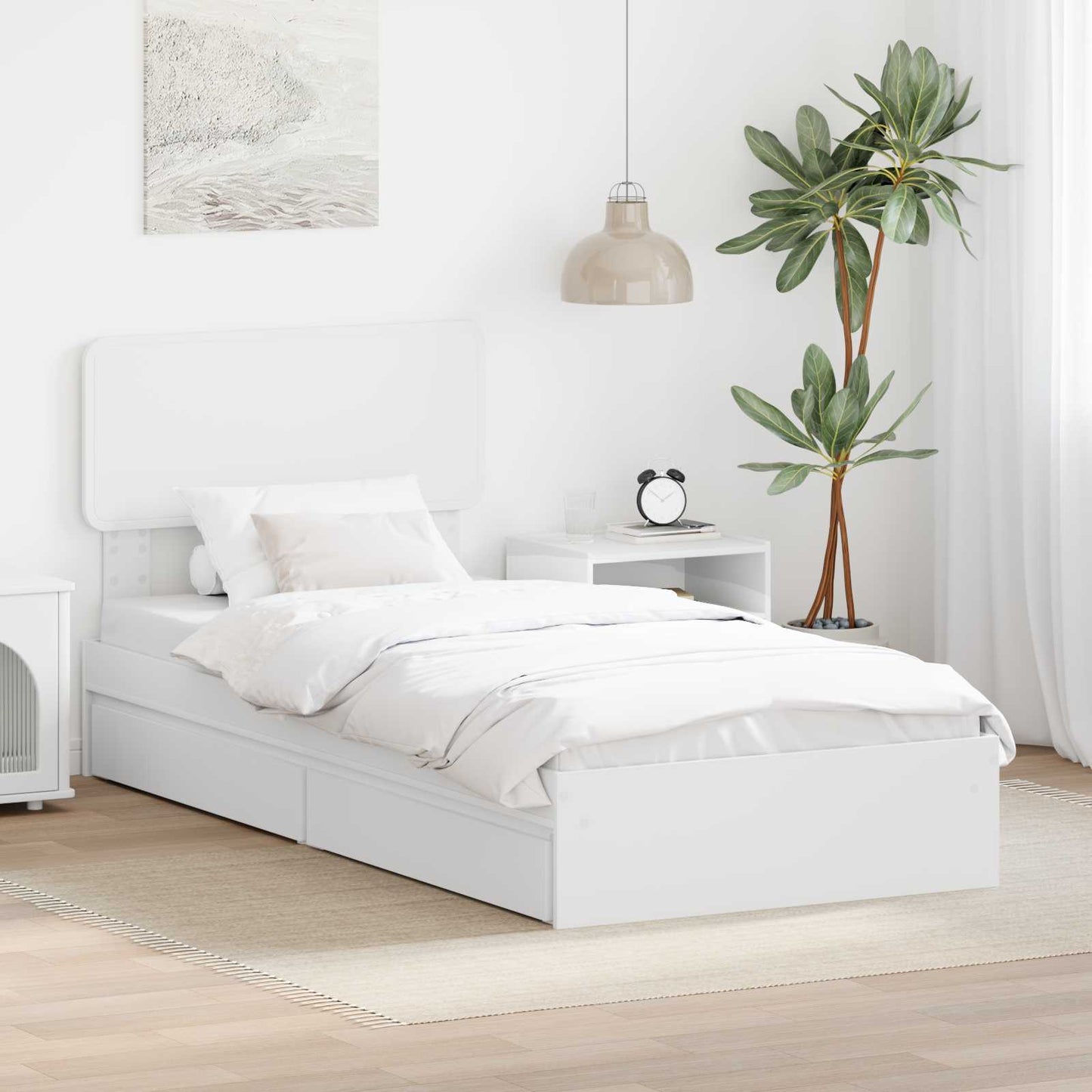 vidaXL Storage Bed with Headboard White 90 x 200 cm Engineered Wood