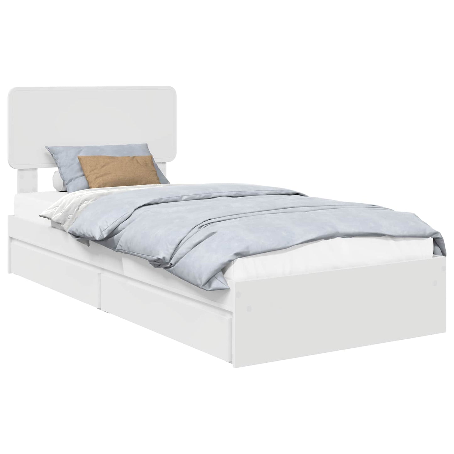 vidaXL Storage Bed with Headboard White 90 x 200 cm Engineered Wood