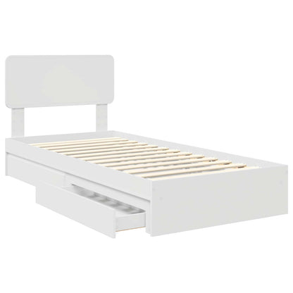 vidaXL Storage Bed with Headboard White 90 x 200 cm Engineered Wood