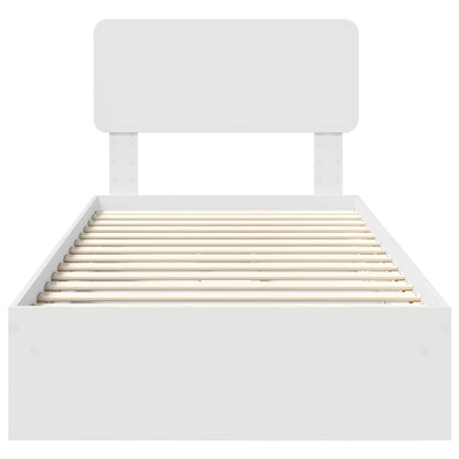 vidaXL Storage Bed with Headboard White 90 x 200 cm Engineered Wood