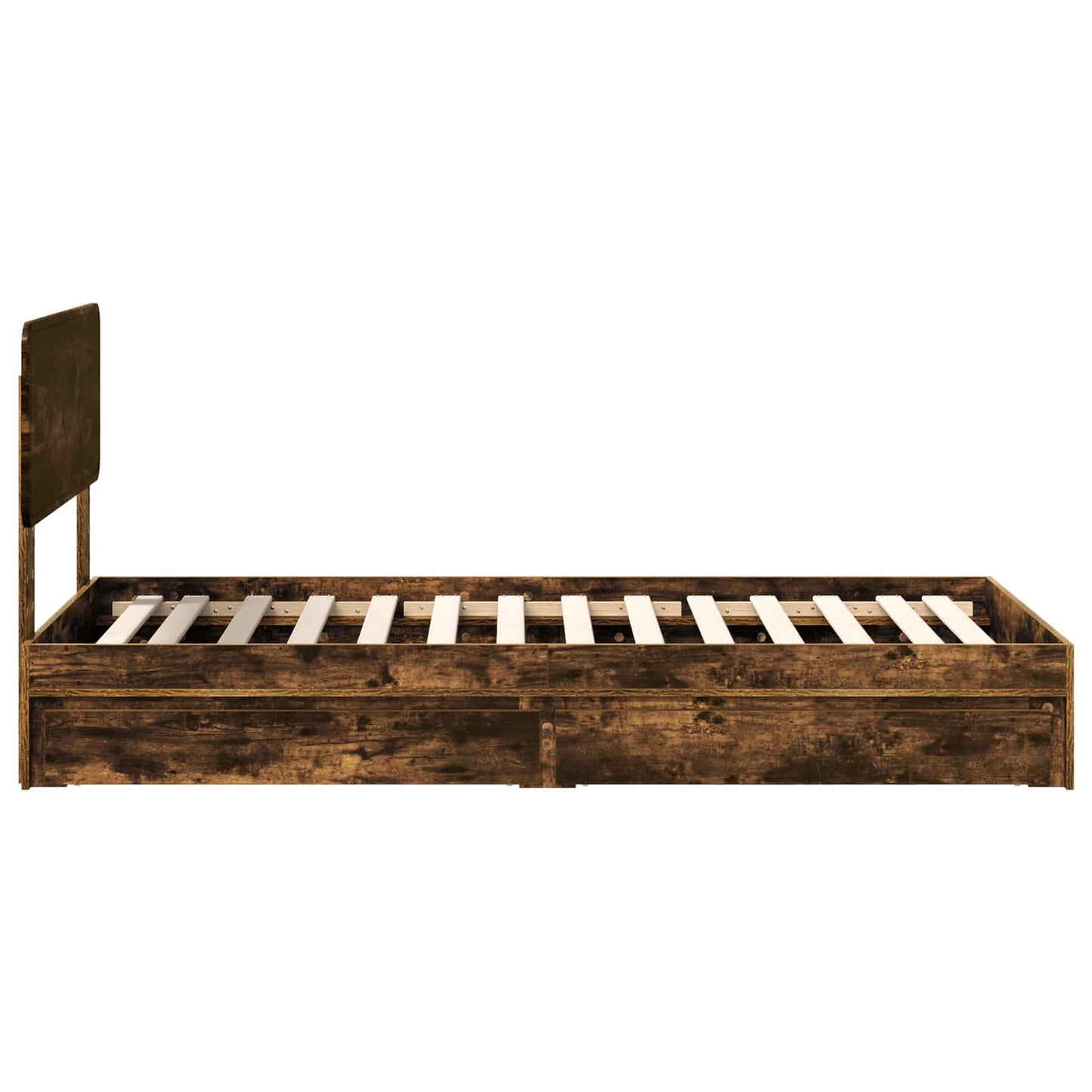 vidaXL Storage Bed with Drawer Smoked Oak 90 x 200 cm Engineered Wood