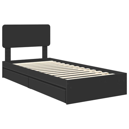 vidaXL Storage Bed with Headboard Black 90 x 190 cm Engineered Wood