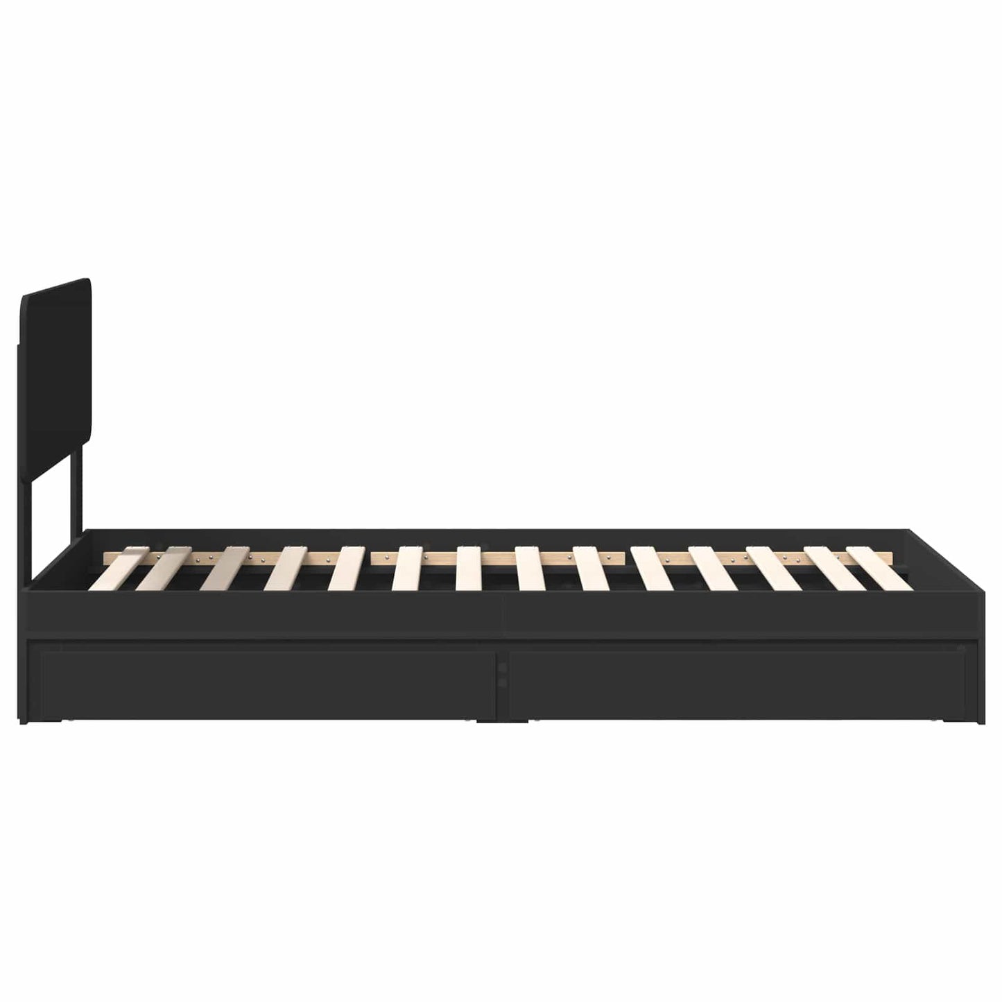 vidaXL Storage Bed with Headboard Black 90 x 190 cm Engineered Wood