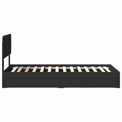 vidaXL Storage Bed with Headboard Black 90 x 190 cm Engineered Wood