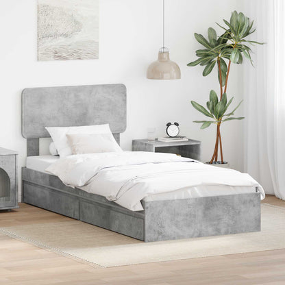 vidaXL Storage Bed Concrete Grey 90 x 190 cm Engineered Wood