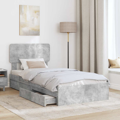 vidaXL Storage Bed Concrete Grey 90 x 190 cm Engineered Wood