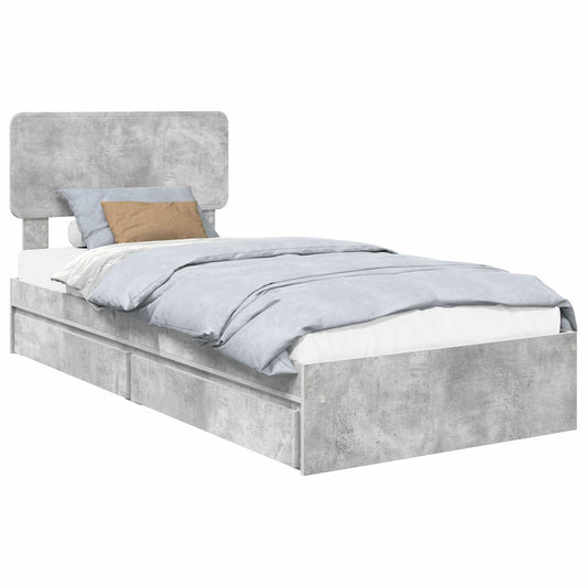vidaXL Storage Bed Concrete Grey 90 x 190 cm Engineered Wood