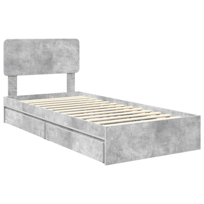 vidaXL Storage Bed Concrete Grey 90 x 190 cm Engineered Wood