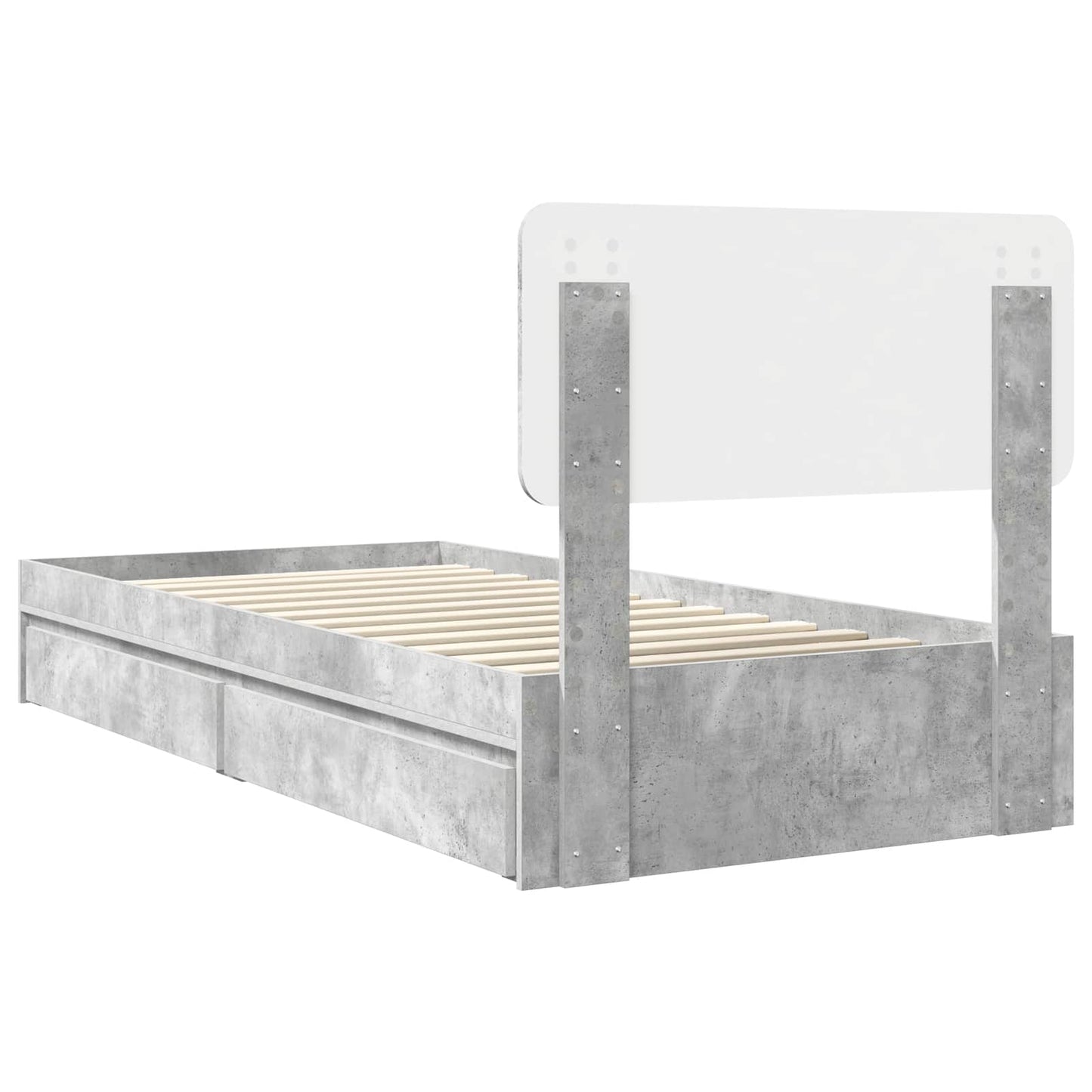 vidaXL Storage Bed Concrete Grey 90 x 190 cm Engineered Wood